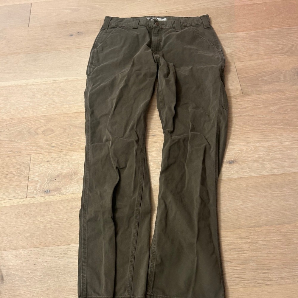 Carhartt B324 DFE Relaxed Fit Carpenter Pants Dark Olive Green 34x34 Mens - Picture 2 of 8